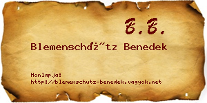 Blemenschütz Benedek névjegykártya